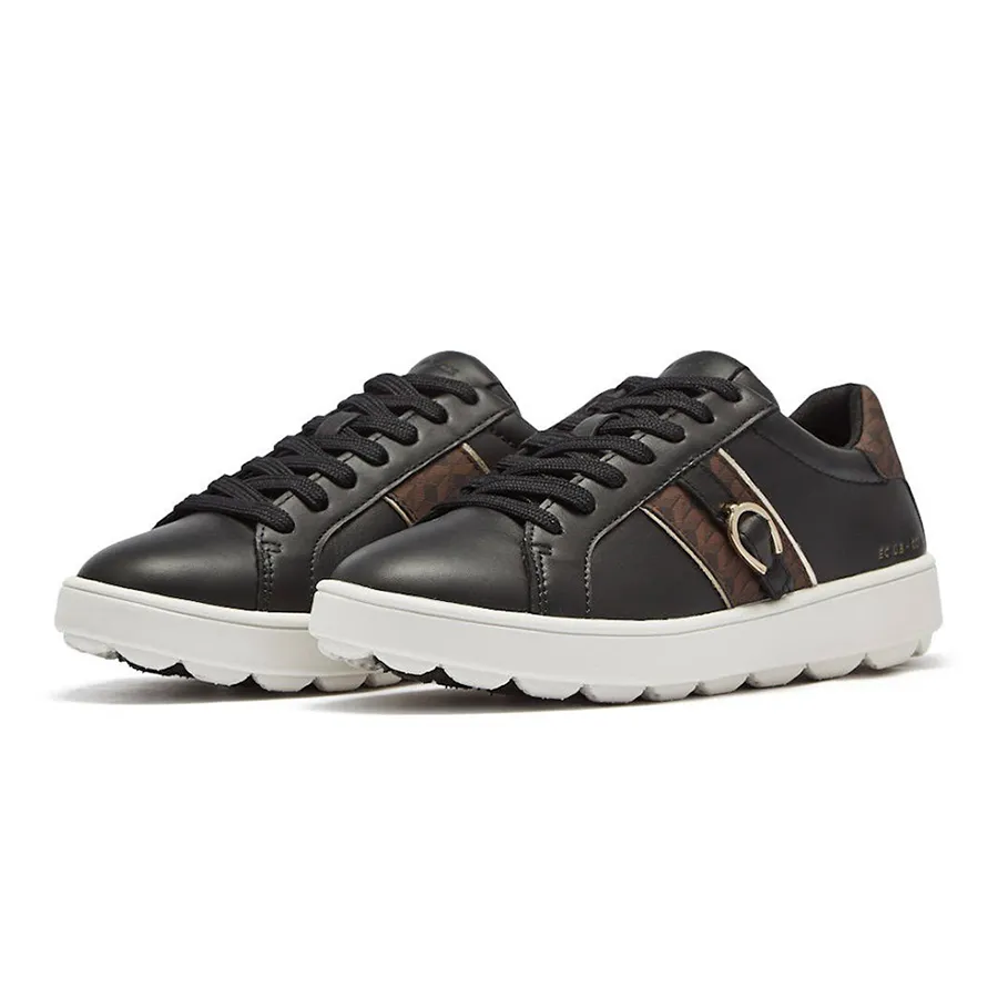 Giày Thể Thao Nữ Geox Spherica Ecub-1 Woman Low Top Sneakers Black/Dark Brown Màu Đen/Nâu Size 38
