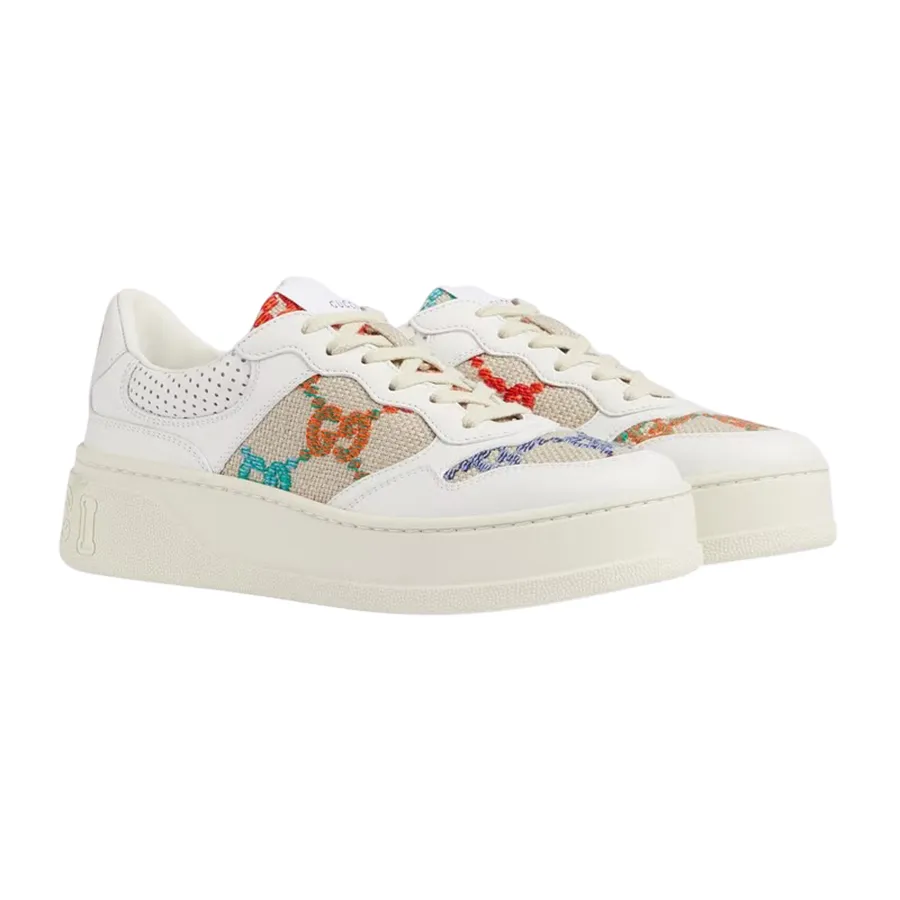 Giày Thể Thao Nữ Gucci GG Sneaker Multicolor Embroidered 670408-AABBW-9068 Màu Trắng Size 35