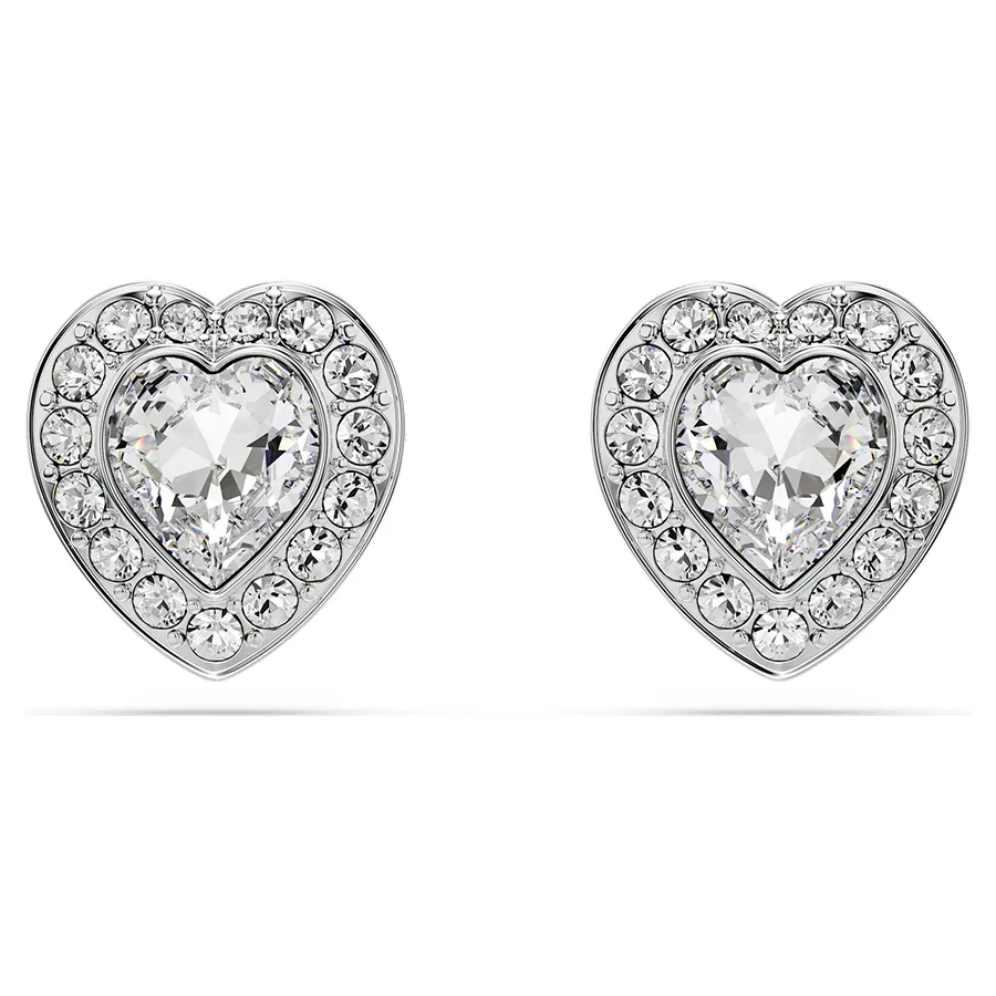 Khuyên Tai Nữ Swarovski Ariana Grande x Swarovski Stud Earrings Mixed Cuts, Heart, White, Rhodium Plated 5720859 Màu Trắng
