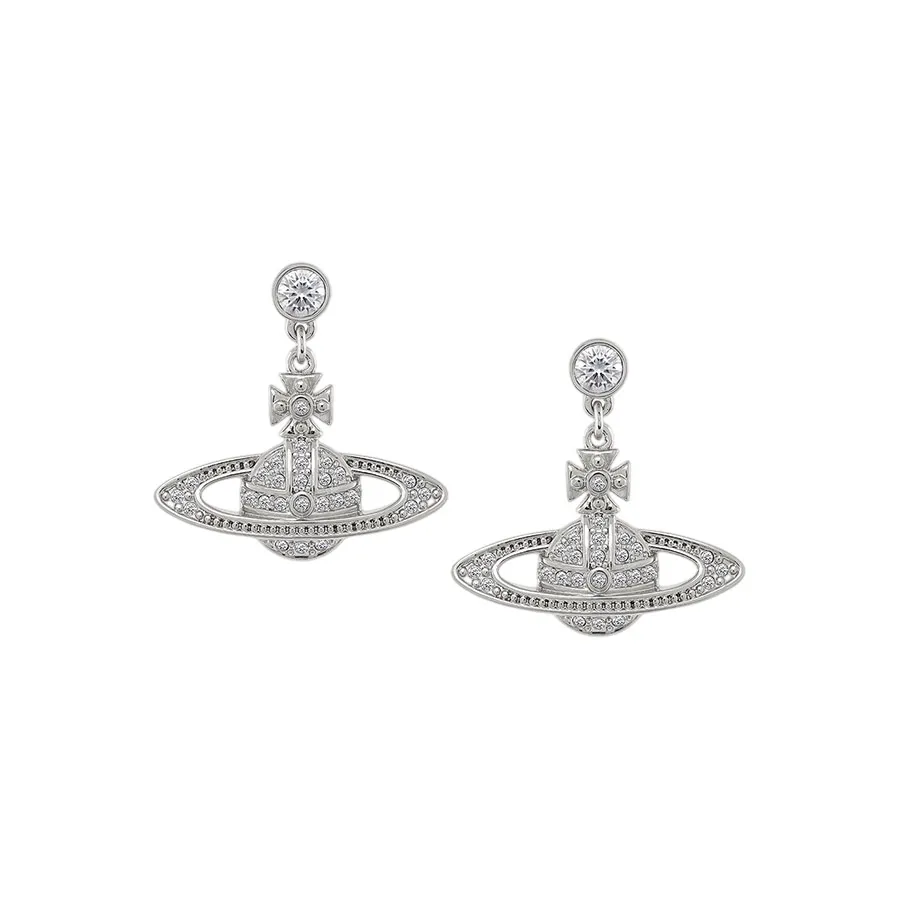 Khuyên Tai Nữ Vivienne Westwood Mini Bas Relief Drop Earrings Silver-Tone 62020025W110W110 Màu Bạc