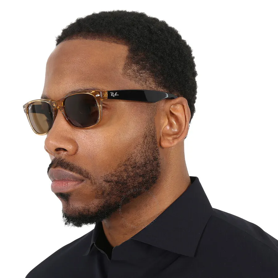 Kính Mát Unisex Rayban Wayfarer Bicolor Polarized Brown RB2132 945/57 55  Sunglasses Màu Đen Nâu
