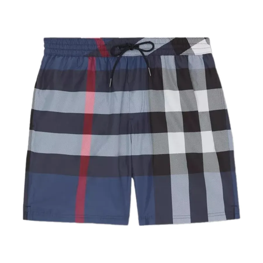Quần Short Nam Burberry Exaggerated Check Drawcord Swim Shorts Màu Xanh Navy Size S