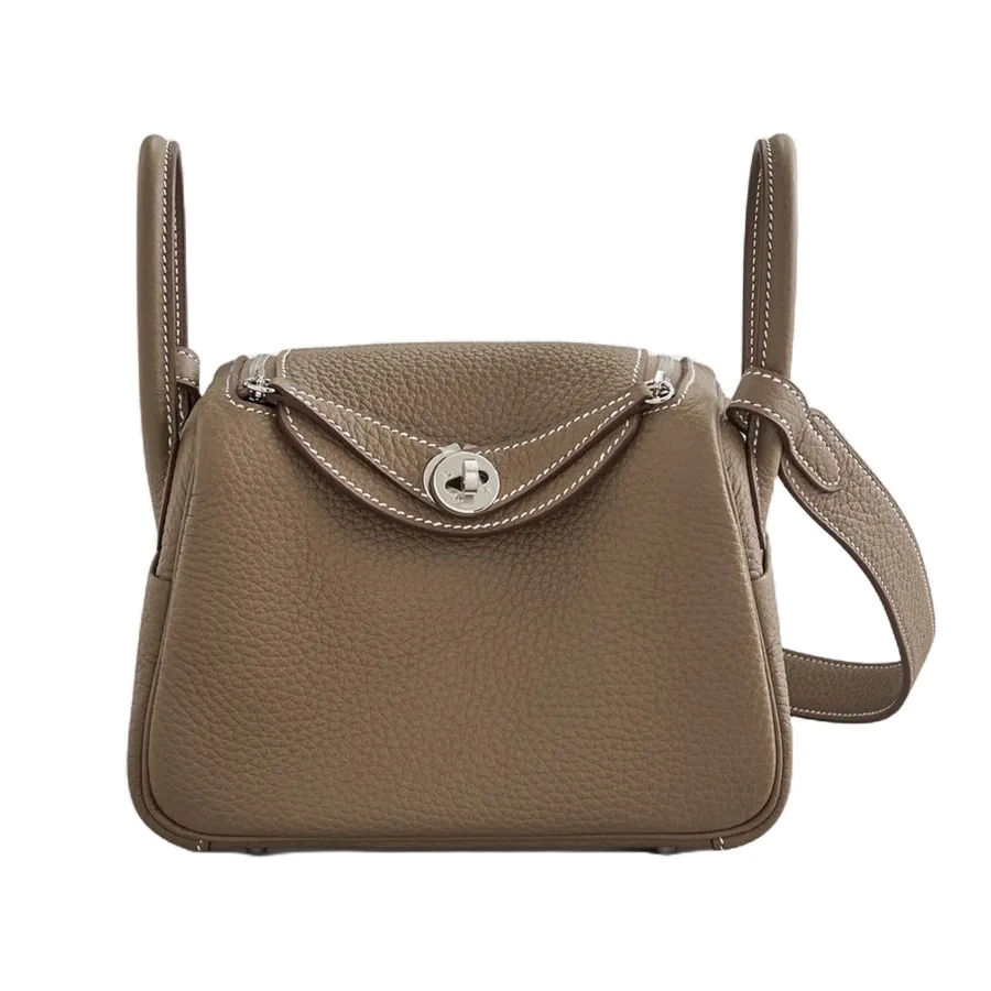 Túi Hermès Lindy 20 Clemence Leather Crossbody màu nâu