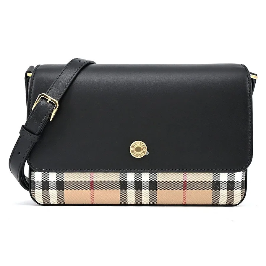 Túi Đeo Chéo Nữ Burberry Vintage Classic Check Leather Note Crossbody Bag Màu Đen Nâu