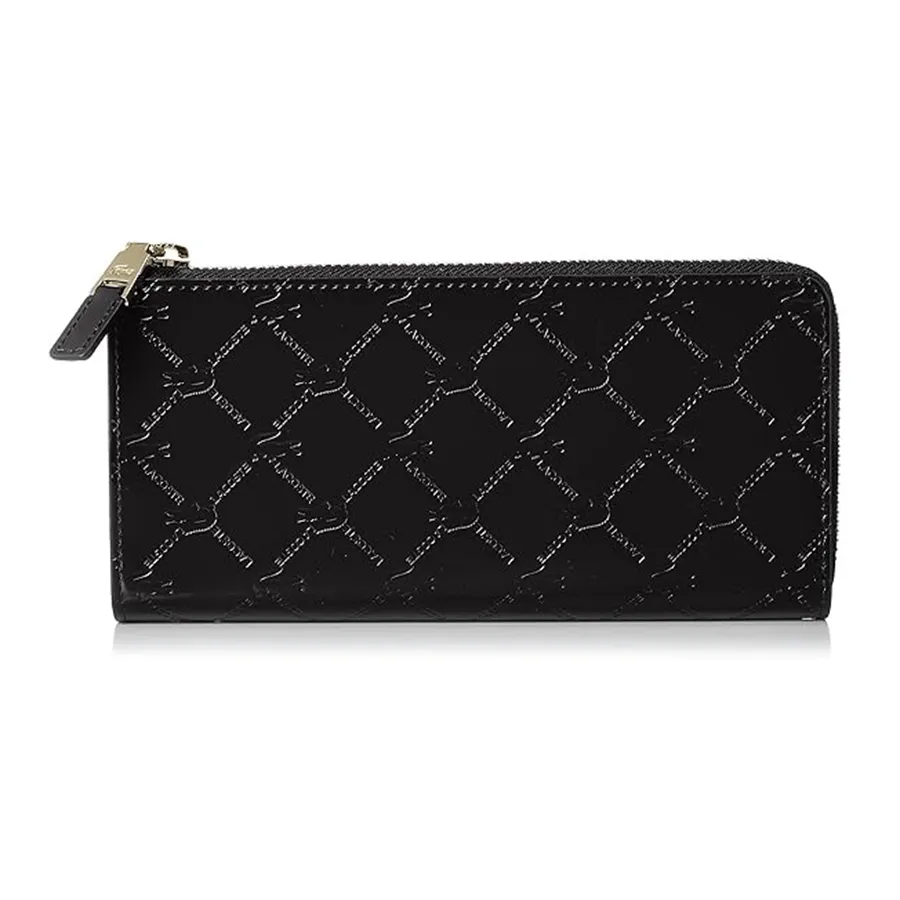 Ví Lacoste Enamel Leather Long Zip Wallet Màu Đen