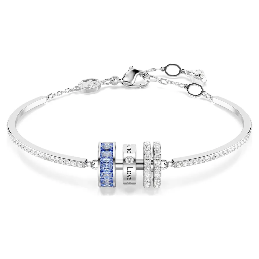 Vòng Đeo Tay Nữ Swarovski Connexus Bracelet Mixed cuts, `Love is around`, Blue, Rhodium Plated 5690039 Màu Bạc