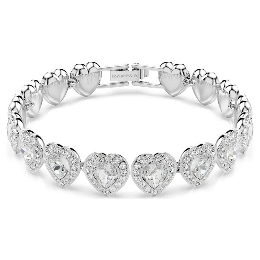 Vòng Đeo Tay Swarovski Tennis Bracelet Mixed Cuts, Heart, White, Rhodium Plated 5720860 Màu Bạc