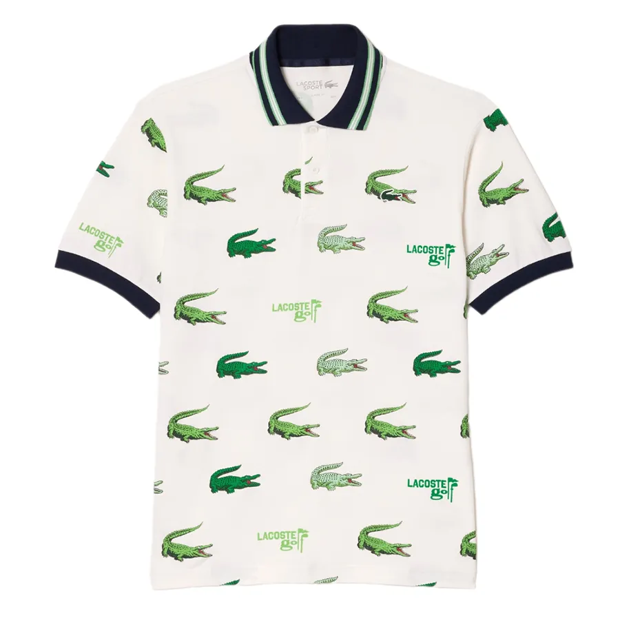 Áo Polo Nam Lacoste Croc Print Golf Polo DH5181 XIB Màu Trắng