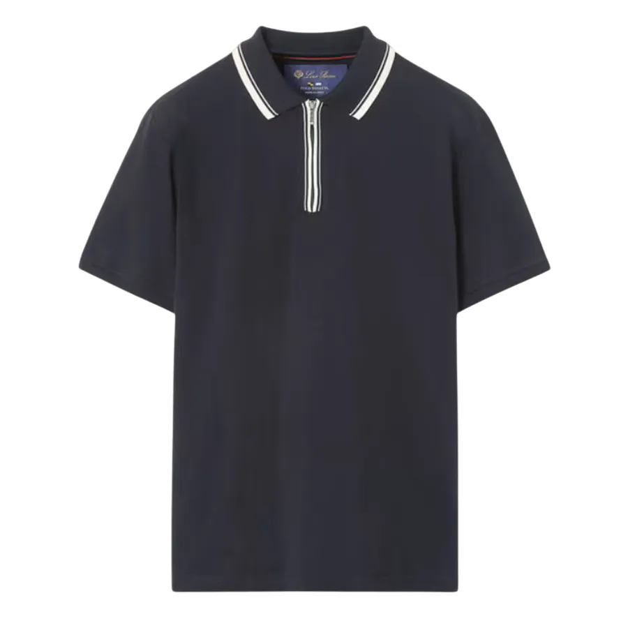 Áo Polo Nam Loro Piana Zip Regatta Cotton In Navy Blue FAI0736 W000 Màu Xanh Navy Size S
