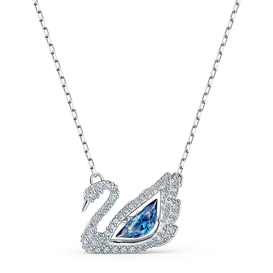 Dây Chuyền Nữ Swarovski Dancing Swan Necklace, Blue, Rhodium Plated 5533397 Màu Bạc