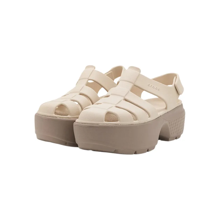 Giày Crocs Nữ Stomp Fisherman Woman Sandal - Cream Almond Tint, Lightweight Flexible 360-Degree Comfort Màu Kem Size 36