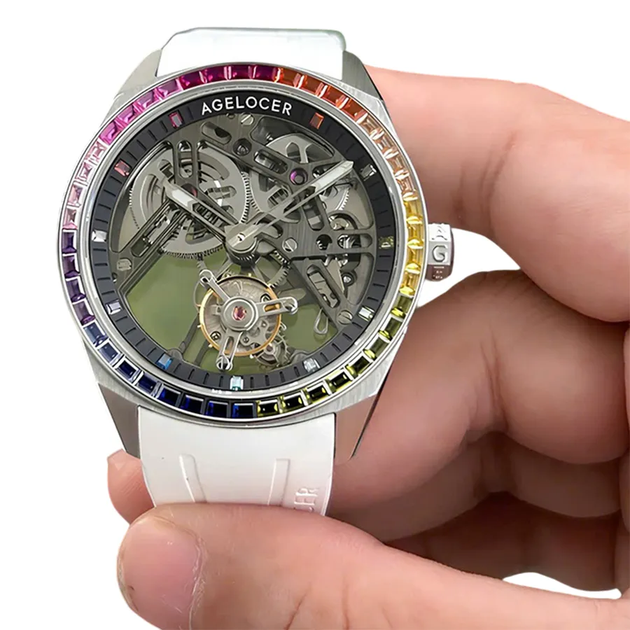 Đồng Hồ Nam Agelocer Tourbillon 9101K4 Màu Trắng Xám