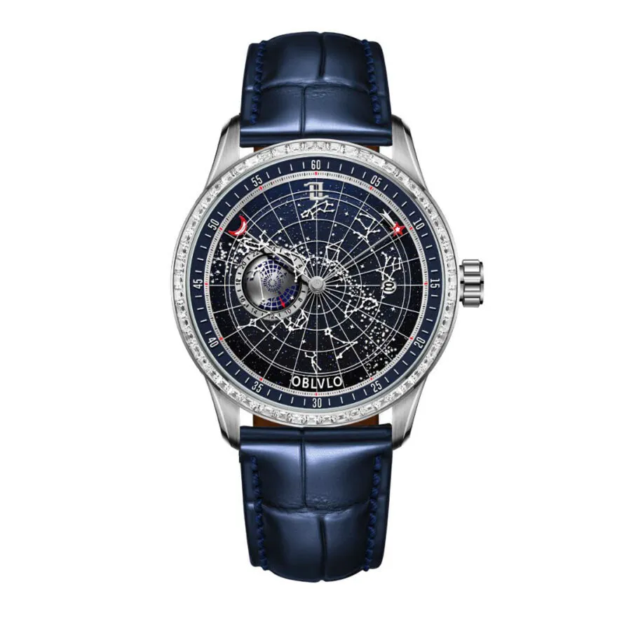 Đồng Hồ Nam Oblvlo Luminous Earth Star GC-SW-SLSL Màu Xanh Navy