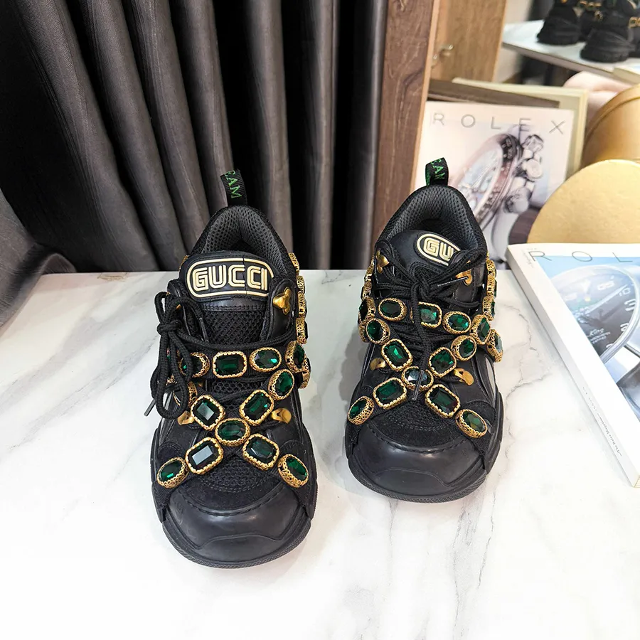Giày Sneaker Nữ Gucci X Sega Mesh Suede Calfskin Cristalli