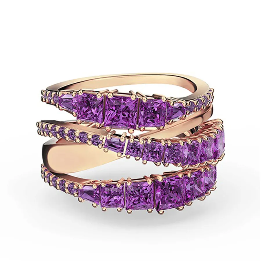 Nhẫn Nữ Swarovski Twist Wrap Ring, Purple, Rose-gold Tone Plated ...