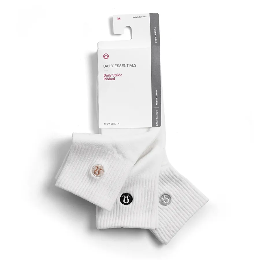 Set 3 Đôi Tất Cổ Cao Lululemon Half-Crew Throwback 3 Pair Sock Ivory Freeszie Màu Trắng Ngà