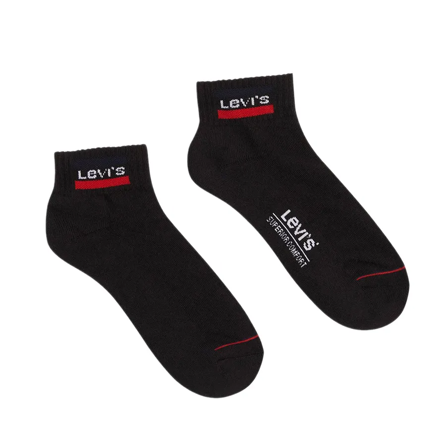 Set 5 Đôi Tất Levi's Mid Cut Logo 5 Pair - Sock - Melange Black Freeszie Màu Đen