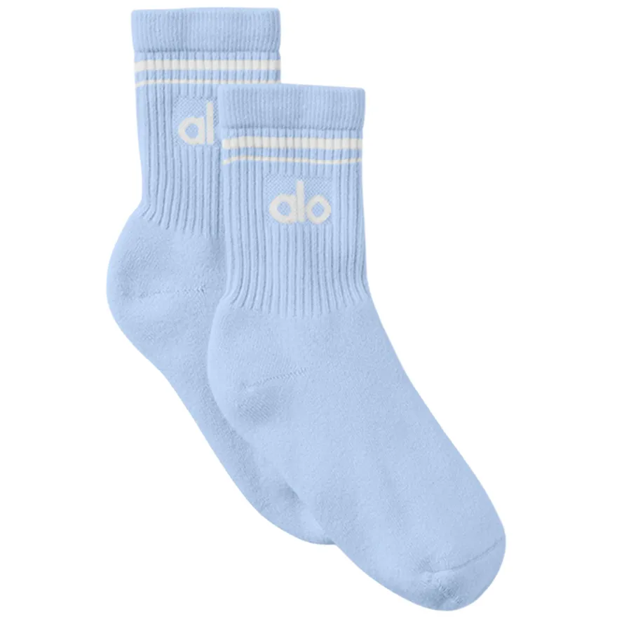 Tất Unisex Alo Yoga Half-Crew Throwback Sock Seashell Blue Màu Xanh Freesize