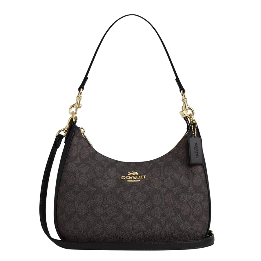 Túi Đeo Vai Nữ Coach Teri Hobo In Signature Canvas Bag CV940 Màu Nâu Đen
