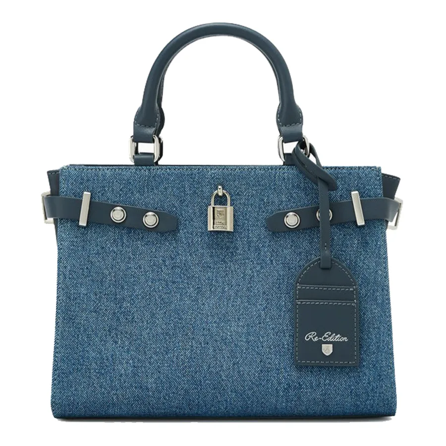 Túi Xách Nữ Lyn Raff Raw Top Handle L Handbag Blue Variation 2 LL25SBS328 Màu Xanh Denim