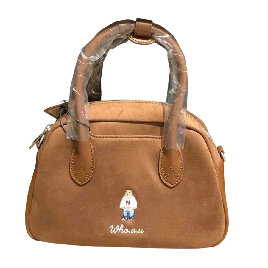 Túi Xách Nữ WHOAU Bear Embroidered Bag Màu Nâu