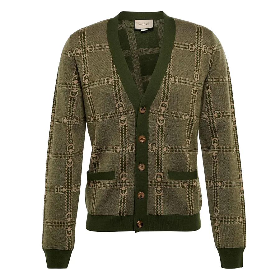 Áo Len Cardigan Nam Gucci Jacquard Wool Cardigan Màu Xanh Green Size S ...
