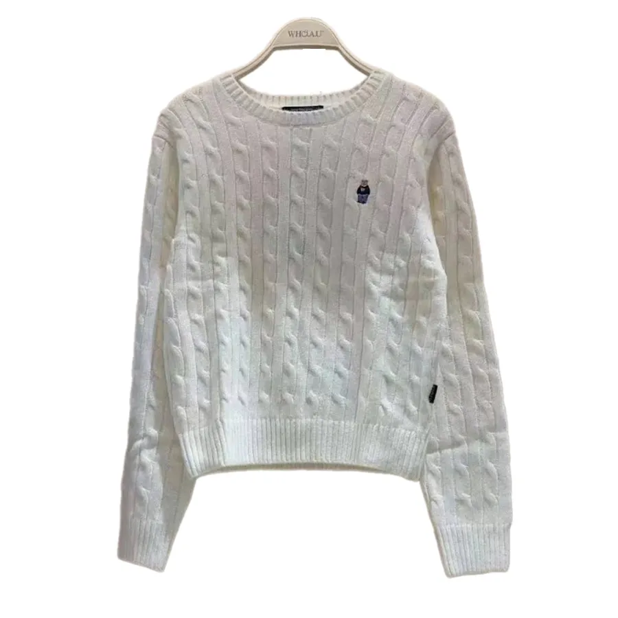 Áo Len Nữ WHOAU Steve Cable R-neck Pull Over Màu Trắng Kem Size S