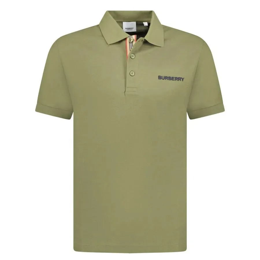 Áo Polo Nam Burberry With Logo Embroidered 8084439 Màu Xanh Rêu Size XS
