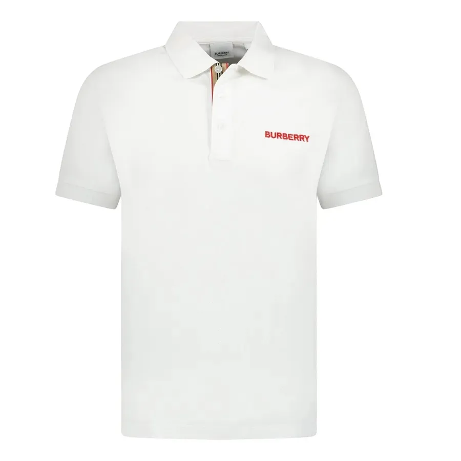 Áo Polo Nam Burberry With Logo Embroidered 8084440 Màu Trắng Size XS