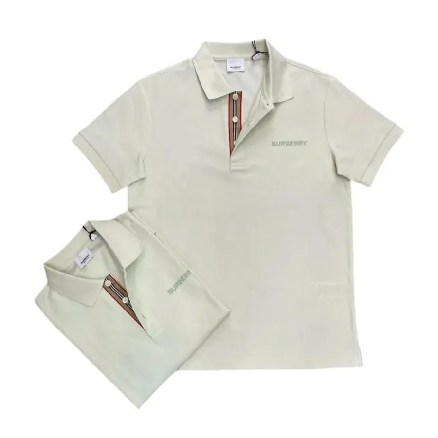 Áo Polo Nam Burberry With Logo Embroidered Màu Trắng Size XS