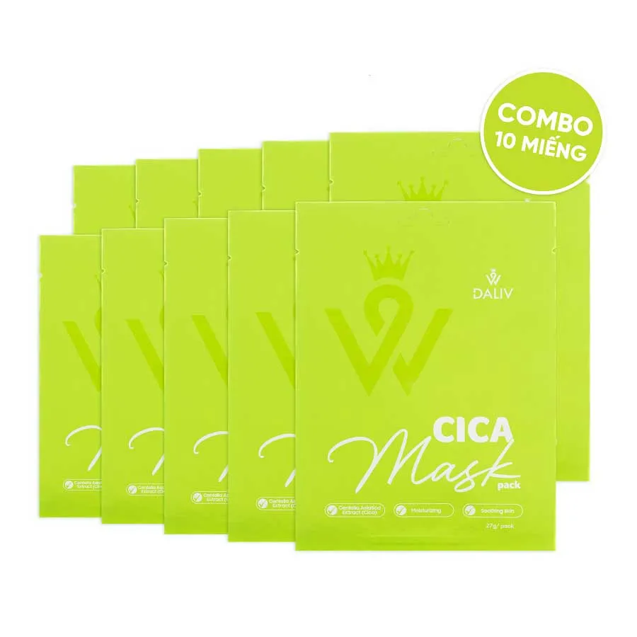 Combo 10 Miếng Mặt Nạ Chiết Xuất Rau Má Dưỡng Ẩm, Làm Dịu Da Daliv Cica Mask