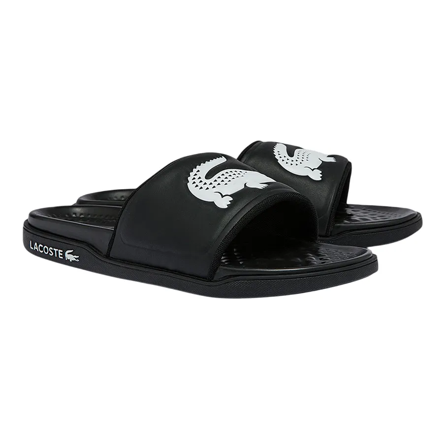 Dép Nam Lacoste Men's Croco Dualiste Logo Strap Slides 43CMA0020 312 Màu Đen Size 6
