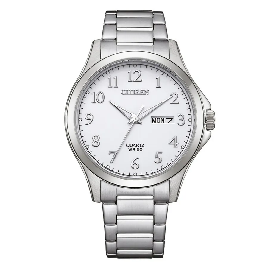 Đồng Hồ Nam Citizen Quartz White Dial BF2021 82A Màu Bạc
