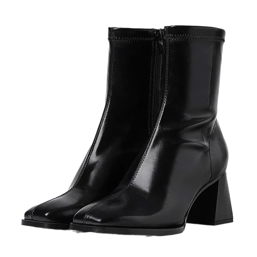 Giày Boot Nữ Stradivarius Mid-Heel Boots With Stretch Legs - Black 9901 Màu Đen Size 37.5