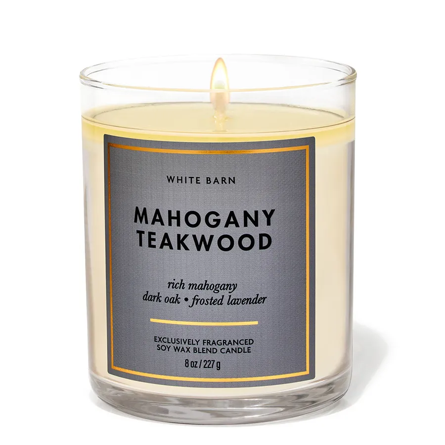 Nến Thơm 3 Bấc Bath & Body Works Mahogany Teakwood Single Wick Candle 227g