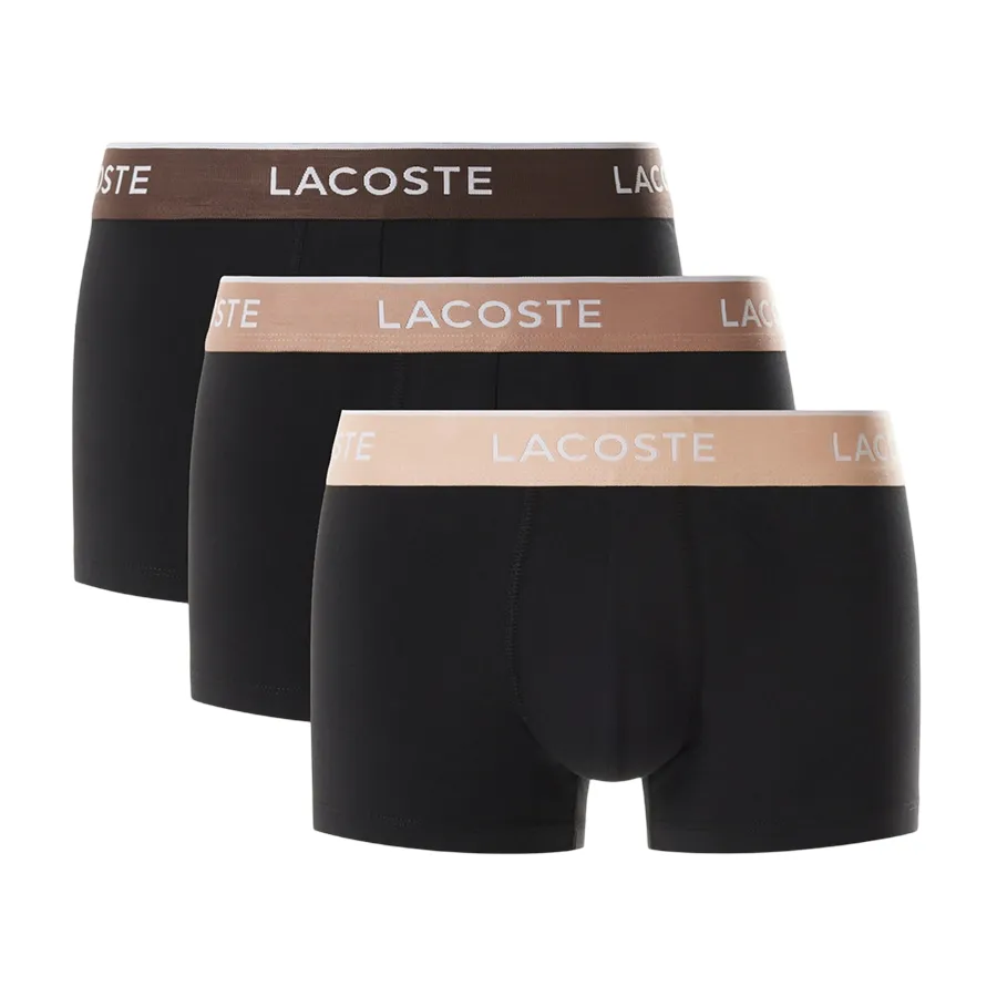 Set 3 Quần Lót Nam Lacoste Men's 3-Pack Stretch Cotton Trunks 5H1297 I3W Màu Đen Size M