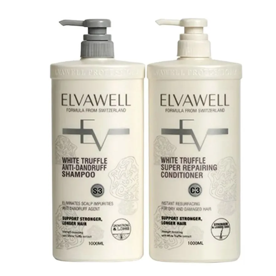 Set Dầu Gội Và Xả Hỗ Trợ Giảm Gàu, Siêu Suôn Mượt Elvawell White Truffle (1000ml x 2)