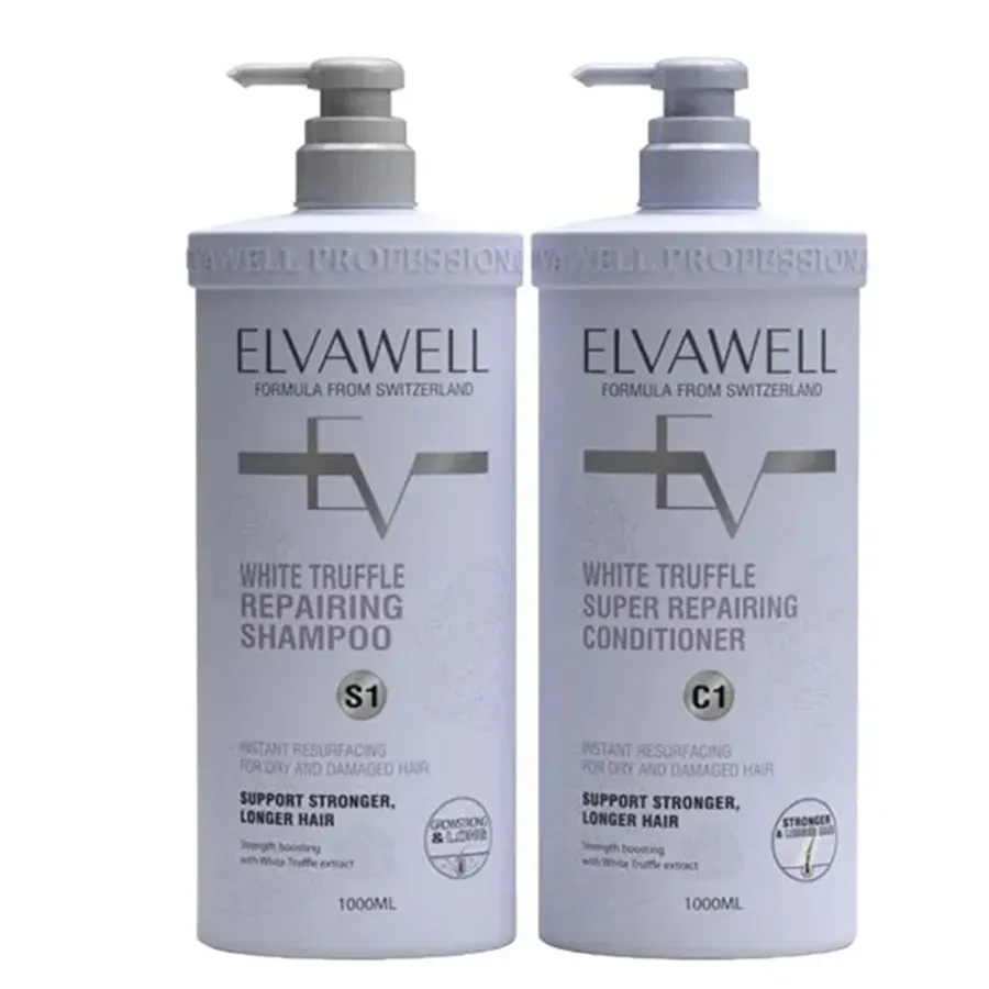Set Dầu Gội Và Xả Phục Hồi Hư Tổn Siêu Suôn Mượt Elvawell White Truffle (1000ml x 2)