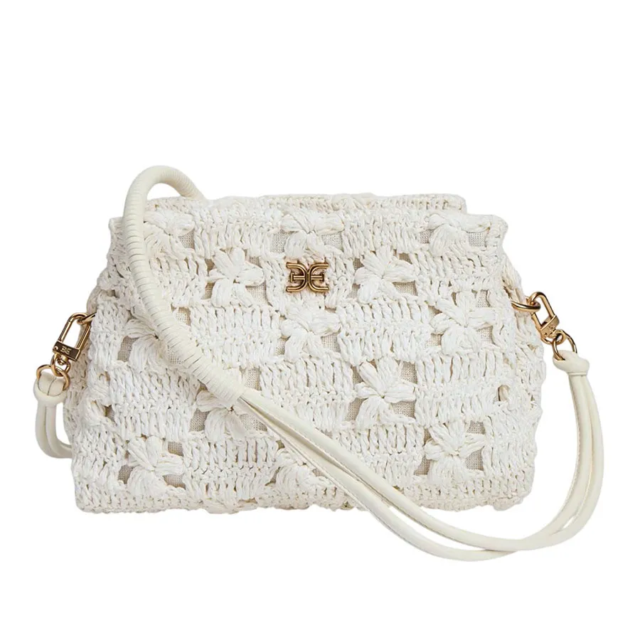 Túi Đeo Vai Nữ Sam Edelman Layla Floral Raffia Shoulder Bag/Clutch Eggshell Raffia Blanc White Màu Trắng