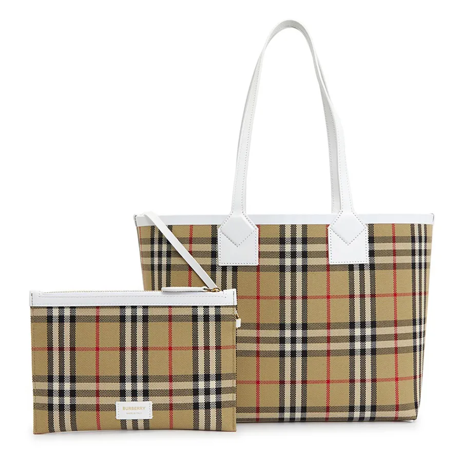 Túi Tote Nữ Burberry SM London Vintage Check Pattern Bag 8072331 Màu Beige