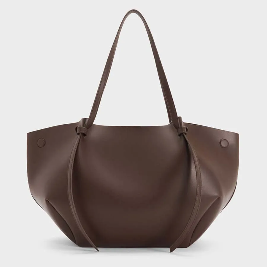 Túi Tote Nữ Charles Keith CNK XL Calla Tote Bag Espresso Brown  CK2-30671782 Màu Nâu