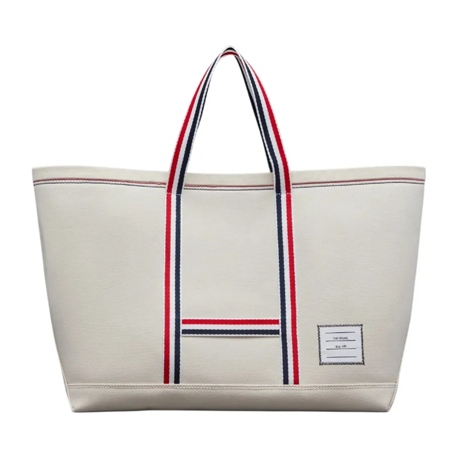 Túi Tote Thom Browne Canvas Stripe Medium Tool MAG271A-07164-114 Màu Trắng