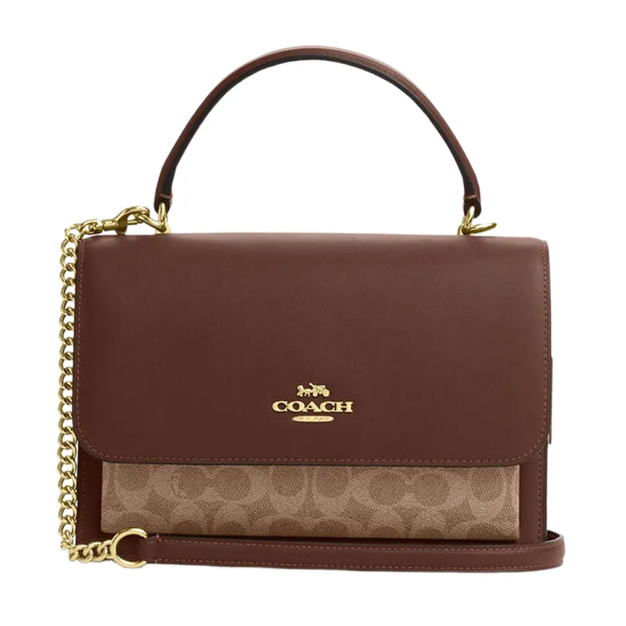 Túi Xách Tay Nữ Coach Klare Top Handle Bag In Signature Canvas Tan/Brown Màu Nâu