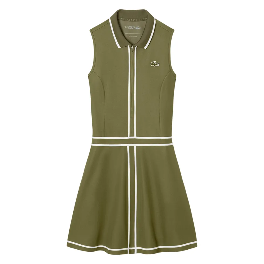 Váy Thể Thao Nữ Lacoste Women's Ultra Dry Heritage Trim Golf Dress EF8581 51 6N7 Màu Xanh Rêu Size 38