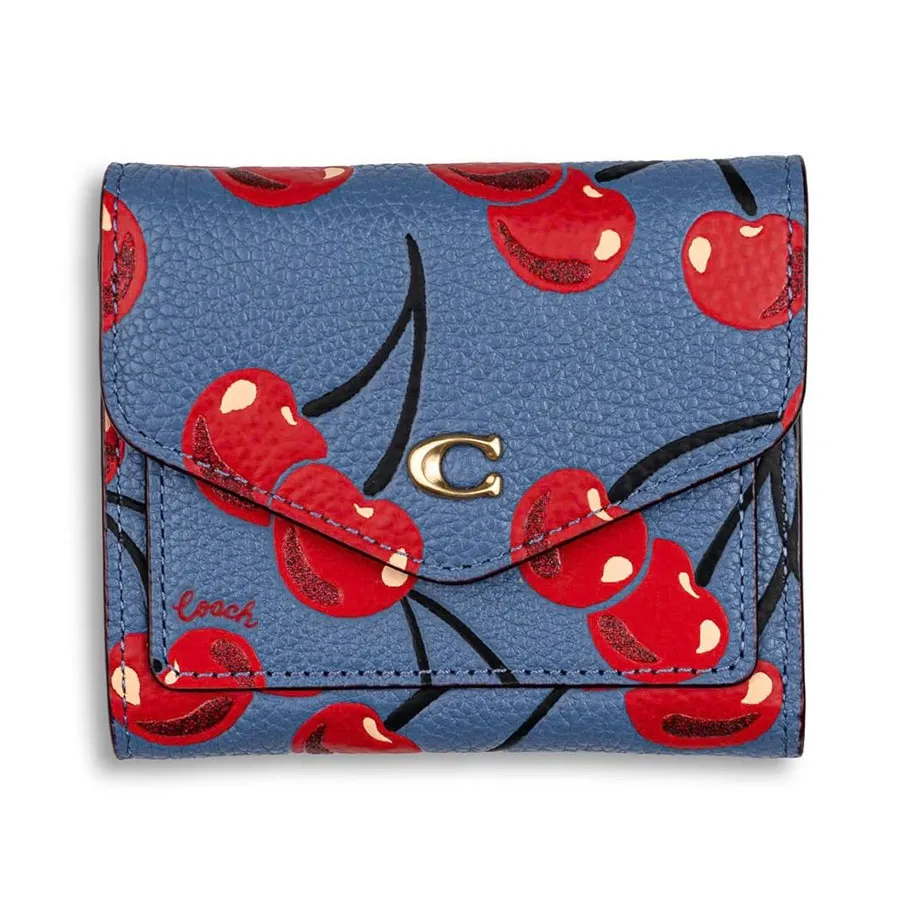 Ví Nữ Coach&nbsp;Wyn Small Wallet With Cherry Print Blue/Red Màu Xanh - Đỏ