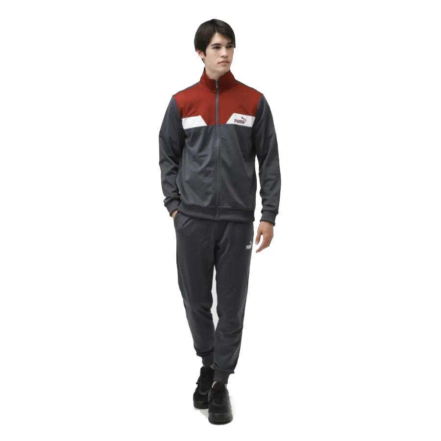 Bộ Thể Thao Nam Puma Power Men's Tracksuit Màu Xám Đỏ Size S