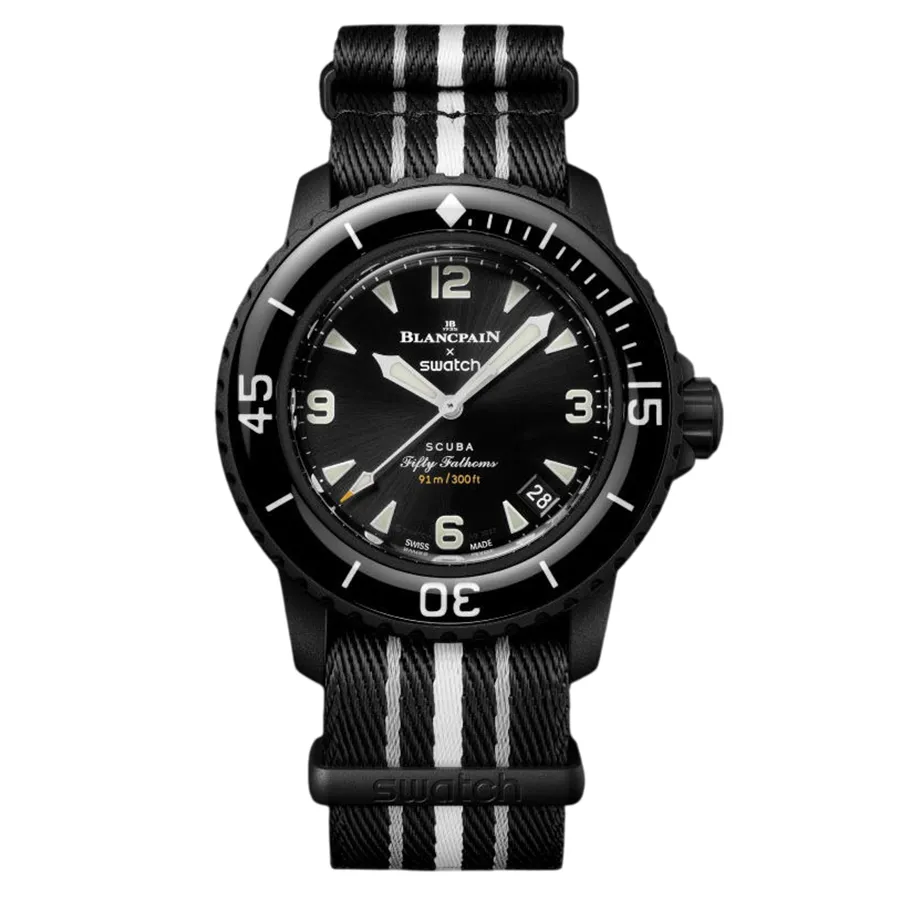Đồng Hồ Nam Blancpain x Swatch Ocean Of Storms SO35B400 Màu Đen