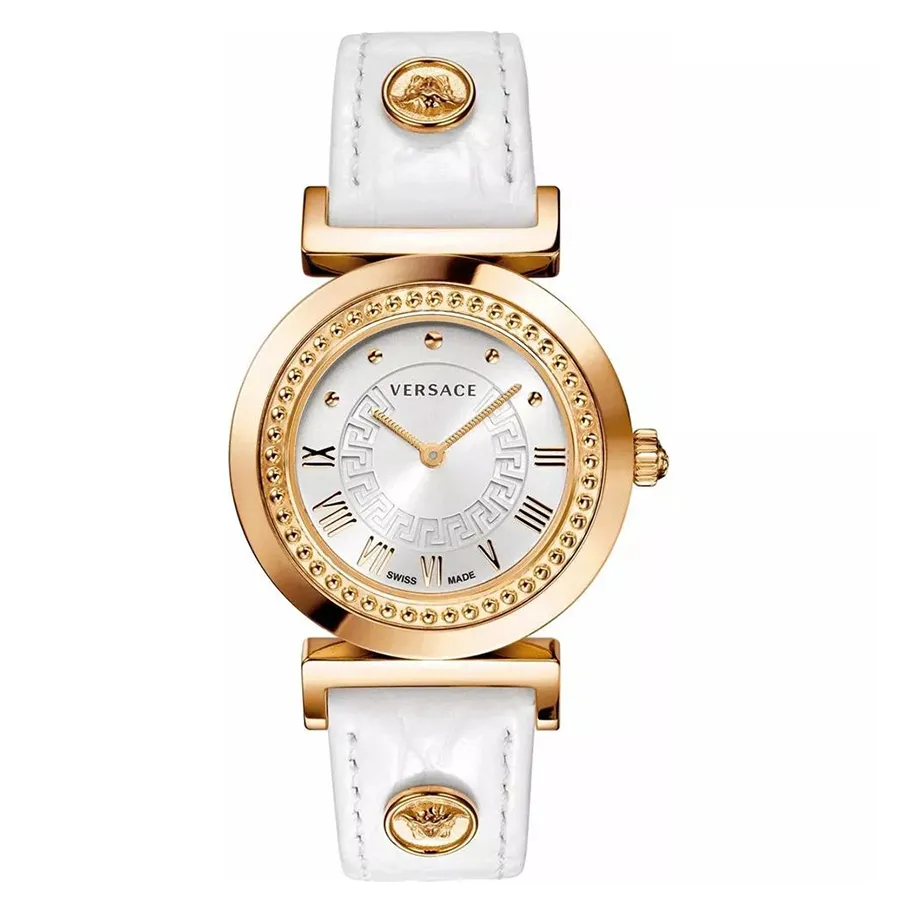 Đồng Hồ Nữ Versace Quartz P5Q80D001 S001 Vanity Calfskin Silver Dial Màu Trắng Vàng