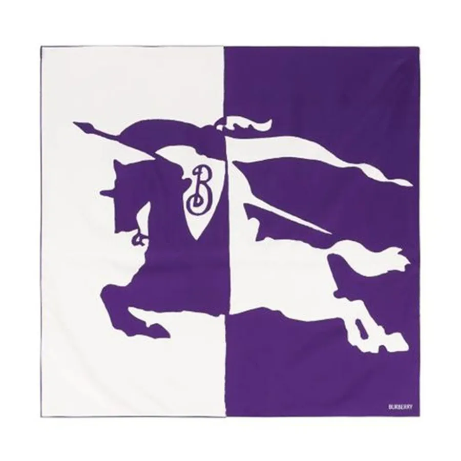 Khăn Nữ Burberry Logo Printed Split Horse Silk Scarf Màu Tím