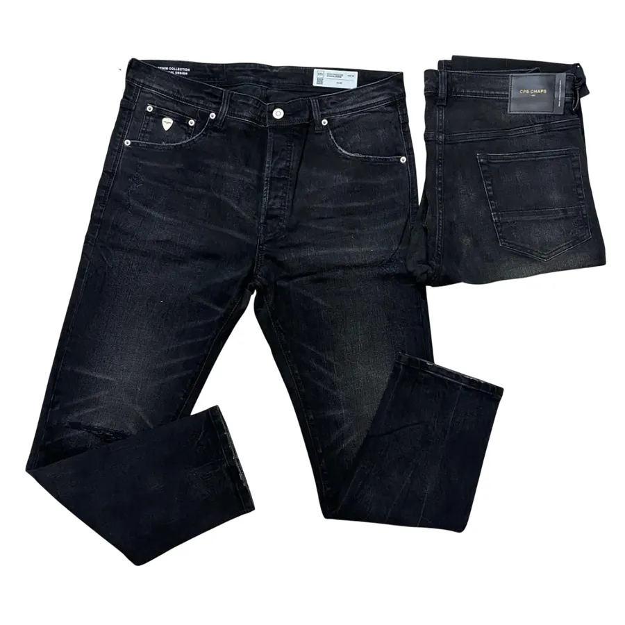 Quần Jean Nam CPS Chaps Basic Fit Màu Đen